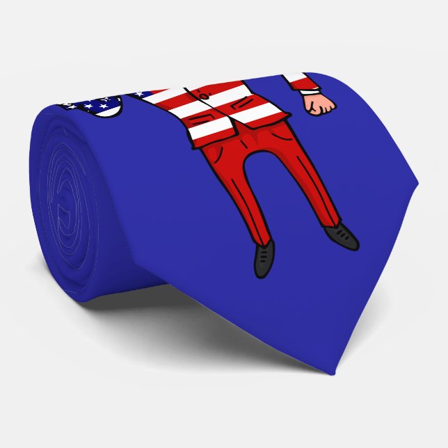 Patriotic President Donald Trump Funny Cartoon USA Tie (Rolled)