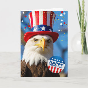 Patriotic Presidents Day Bald Eagle Uncle Sam Hat Card