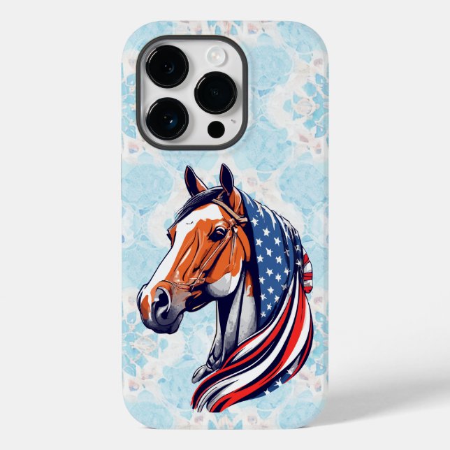 Patriotic Pride : Quarter Horse with American Flag Case-Mate iPhone Case (Back)