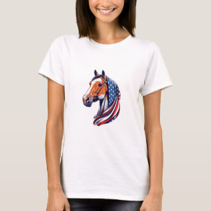 Patriotic Pride : Quarter Horse with American Flag T-Shirt