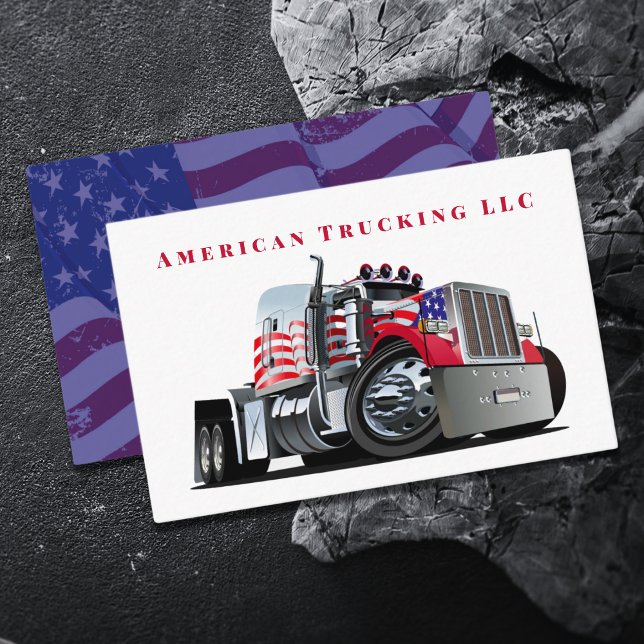 Patriotic Professional Transport Trucking Company Business Card (Creator Uploaded)