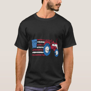 Patriotic Proud Farmer Usa Flag Tractor 4Th Of Jul T-Shirt