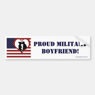 Patriotic Proud Military Boyfriend Bumper Sticker