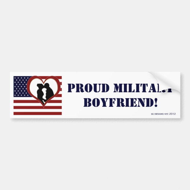 Patriotic Proud Military Boyfriend Bumper Sticker (Front)
