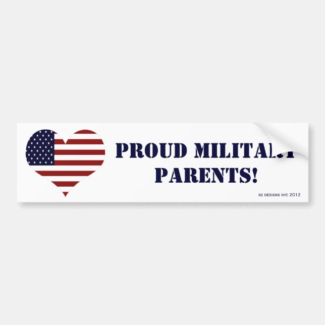Patriotic Proud Military Parents Bumper Sticker (Front)