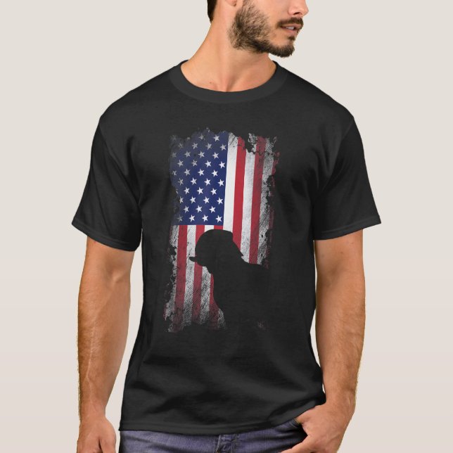 Patriotic Pug American Flag Cool Dog   T-Shirt (Front)