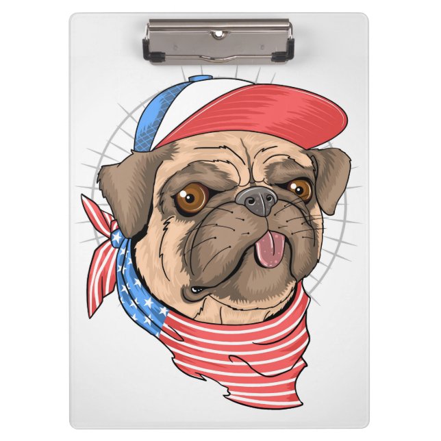 Patriotic Pug Clipboard (Front)