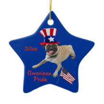 Patriotic Pug Keepsake Ornament