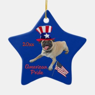 Patriotic Pug Keepsake Ornament