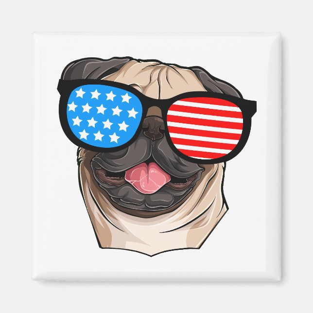 Patriotic Pug Magnet (Front)