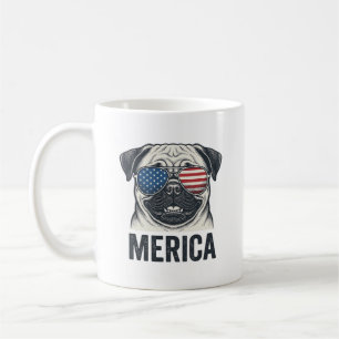 Patriotic Pug Merica Vintage Engraving Shirt Desig Coffee Mug