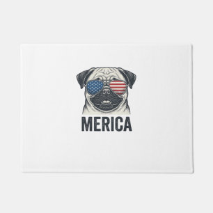 Patriotic Pug Merica Vintage Engraving Shirt Desig Doormat