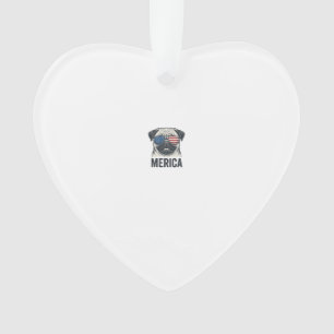 Patriotic Pug Merica Vintage Engraving Shirt Desig Ornament
