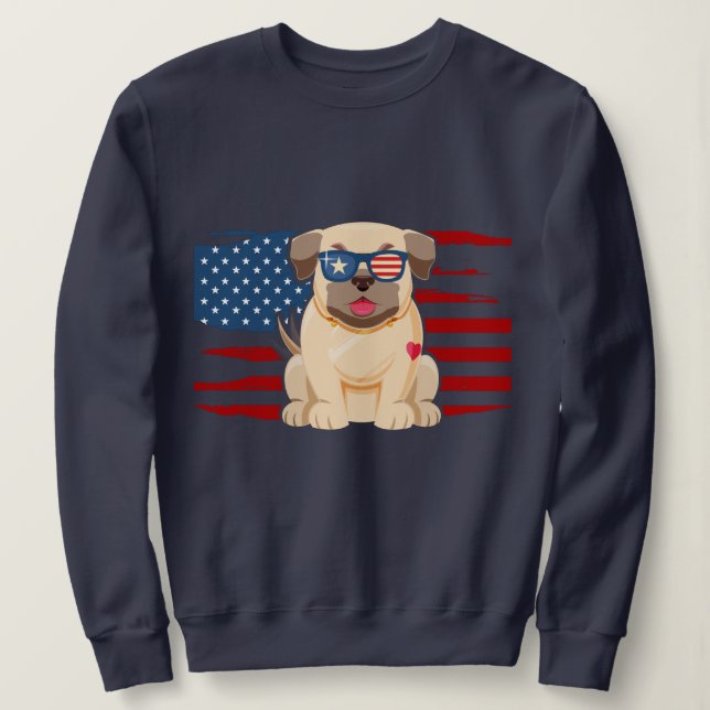 Patriotic Pug Sweatshirt (Design Front)