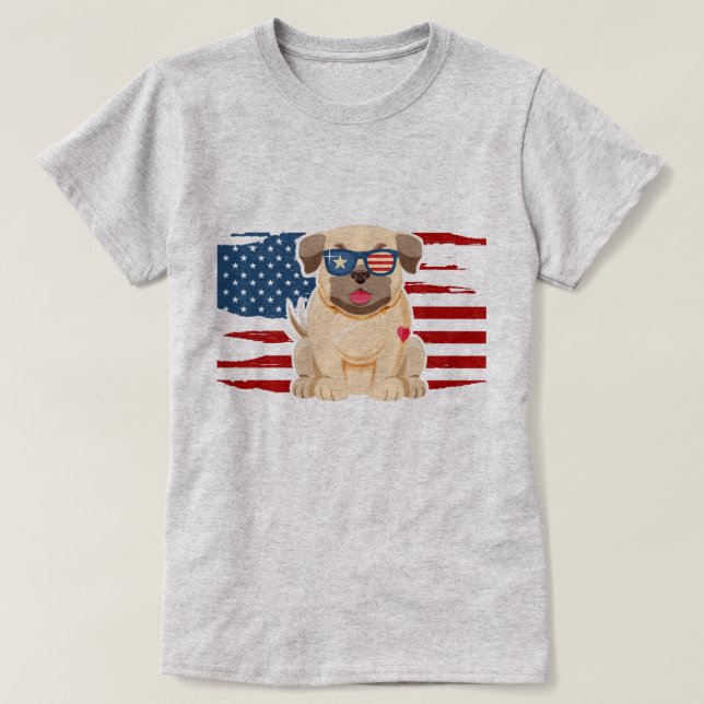 Patriotic Pug T-Shirt (Design Front)