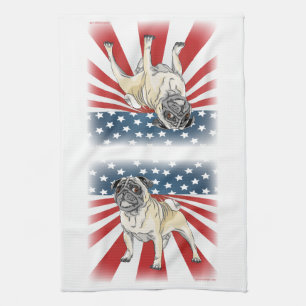 Patriotic Pug Tea Towel