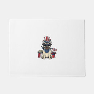 Patriotic Pug Vintage Engraving Dog Shirt Design_1 Doormat