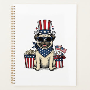 Patriotic Pug Vintage Engraving Dog Shirt Design_1 Planner