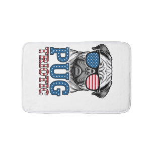 Patriotic Pug Vintage Engraving Shirt Design_1 Bath Mat