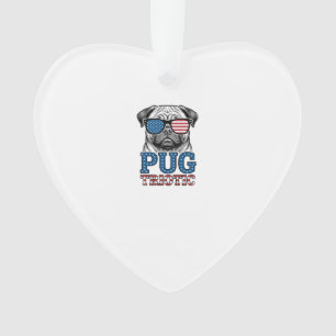 Patriotic Pug Vintage Engraving Shirt Design_1 Ornament