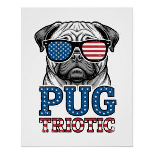 Patriotic Pug Vintage Engraving Shirt Design_1 Poster