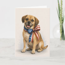 Patriotic Puggle Dog Greeting Card