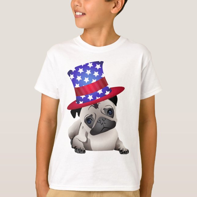 Patriotic Pugs - Add Your Own Text T-Shirt (Front)