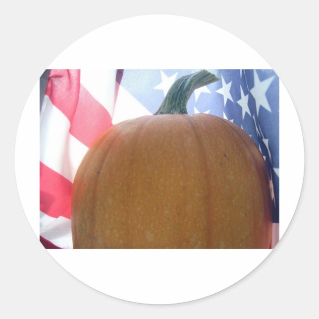 Patriotic Pumpkin Classic Round Sticker (Front)