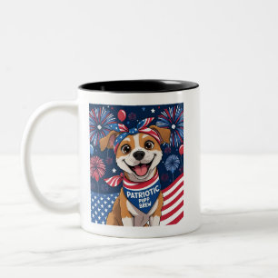 Patriotic Pup Brew Mug - Fun Cartoon Dog American 