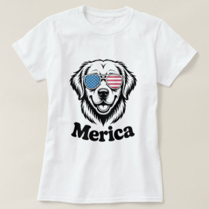 "Patriotic Pup in Shades – 4th of July Dog Pride!" T-Shirt