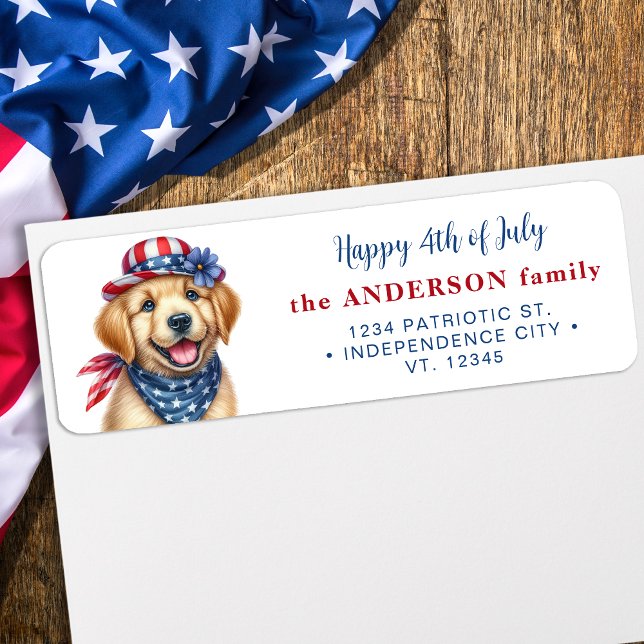 Patriotic Puppy 4th Of July Return Address Label (Creator Uploaded)