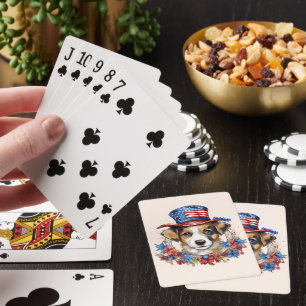 Patriotic Puppy 4th of July USA Independence Day Playing Cards