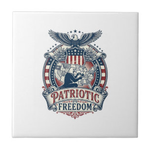 Patriotic Puzzle Lover Vector Graphic Tee Ceramic Tile