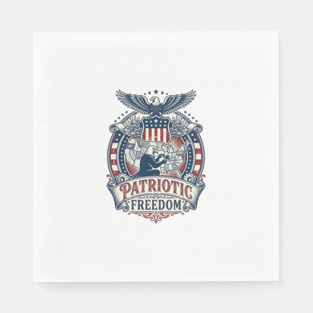 Patriotic Puzzle Lover Vector Graphic Tee Napkin (Front)