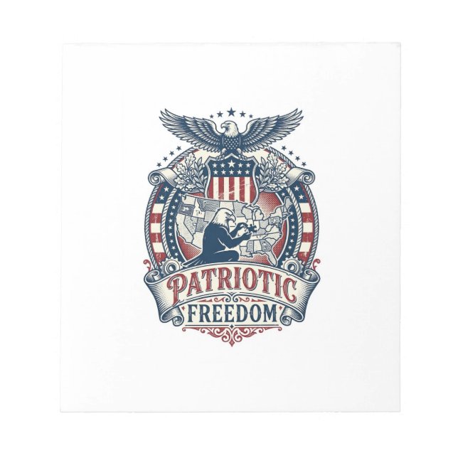 Patriotic Puzzle Lover Vector Graphic Tee Notepad (Front)