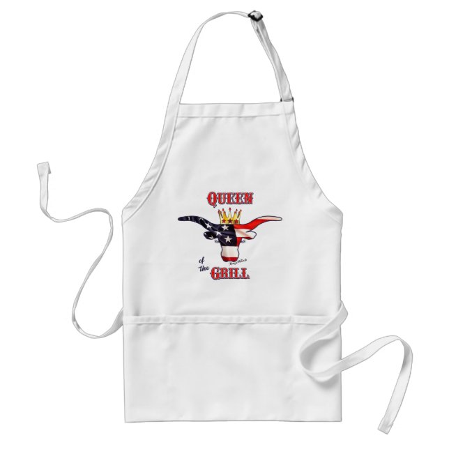 Patriotic -Queen Of The Grill - Steer Standard Apron (Front)