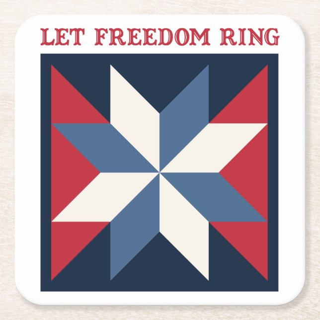 Patriotic Quilt Square Paper Coaster (Front)