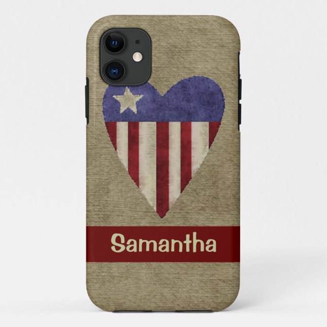Patriotic quilted heart customisable iphone 5 case (Back)