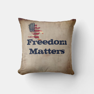 Patriotic Quote with Flag Eagle Cushion