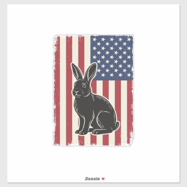Patriotic Rabbit American Flag Vintage Engraving S (Sheet)