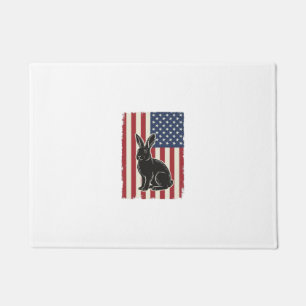 Patriotic Rabbit American Flag Vintage Engraving S Doormat