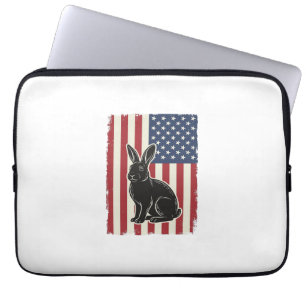 Patriotic Rabbit American Flag Vintage Engraving S Laptop Sleeve
