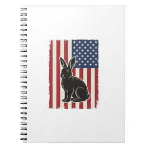 Patriotic Rabbit American Flag Vintage Engraving S Notebook