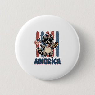 Patriotic Racoon America Vintage Shirt Design_1 6 Cm Round Badge
