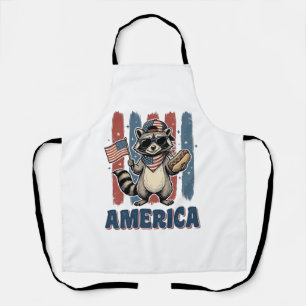 Patriotic Racoon America Vintage Shirt Design_1 Apron