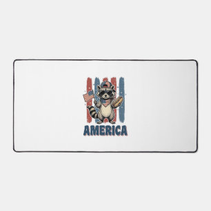 Patriotic Racoon America Vintage Shirt Design_1 Desk Mat