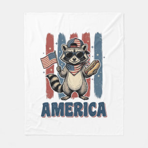Patriotic Racoon America Vintage Shirt Design_1 Fleece Blanket