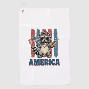 Patriotic Racoon America Vintage Shirt Design_1 Golf Towel