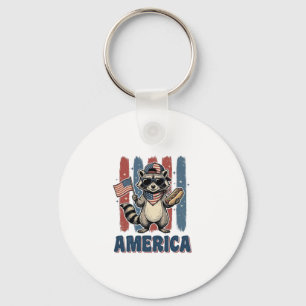 Patriotic Racoon America Vintage Shirt Design_1 Key Ring