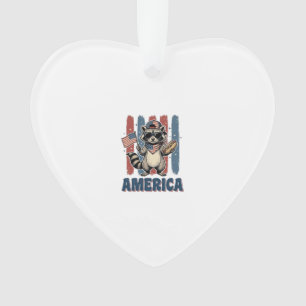 Patriotic Racoon America Vintage Shirt Design_1 Ornament